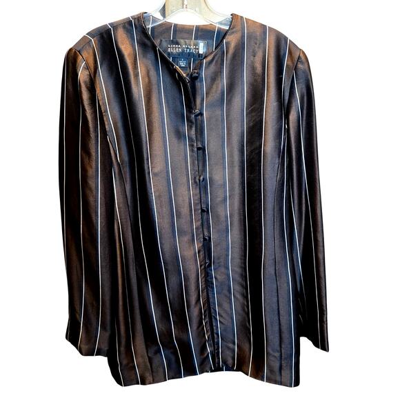 Ellen Tracy 6 Silk Black Women's Top Shirt Blouse Long Sleeves Misses Small S - Picture 1 of 4